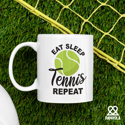 Eat Sleep Tennis Repeat Ceramic Mug 11 oz White