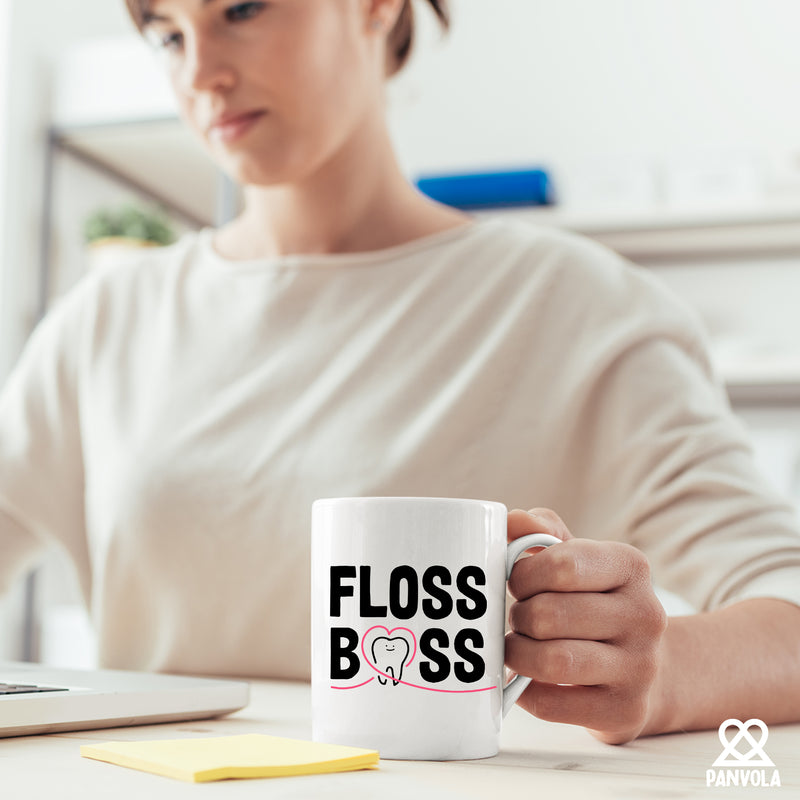Floss Boss Dentist Ceramic Mug 11oz White.