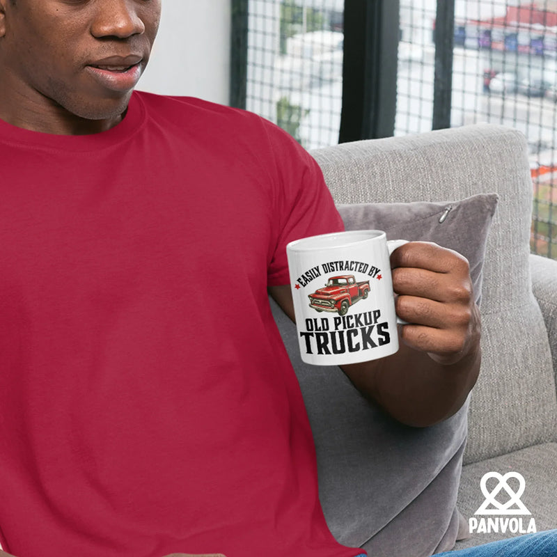 Easily Distracted by Old Pickup Truck Ceramic Mug 11 oz White - Panvola