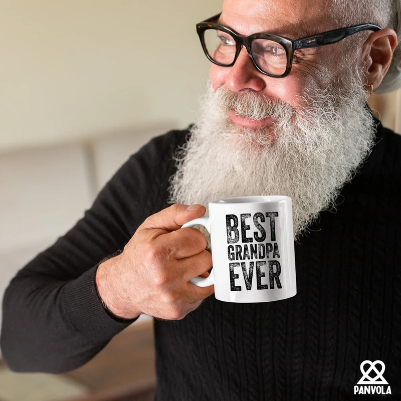 Best Grandpa Ever Grandfathers Gift from Granddaughter Grandson Ceramic Mug 11 oz White - Panvola