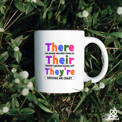 There Their They're English Ceramic Mug 11 oz White