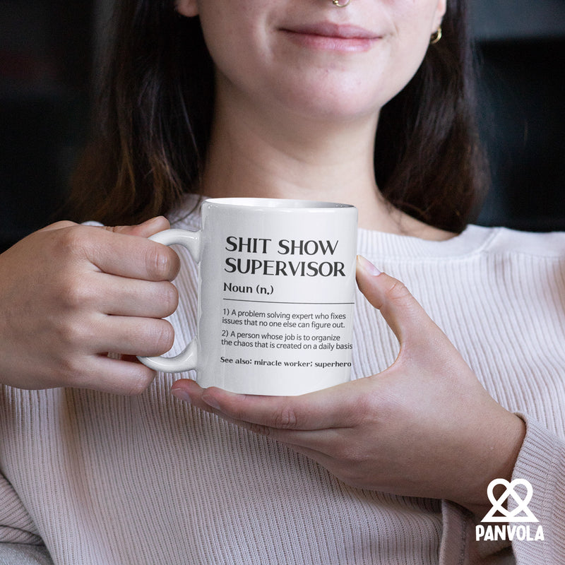 Shit Show Supervisor Definition Mug Coworker Gift Ceramic Cup 11 oz White.
