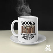 Books Helping Introverts Avoid Conversation Since 1454 Ceramic Mug 11 oz White - Panvola