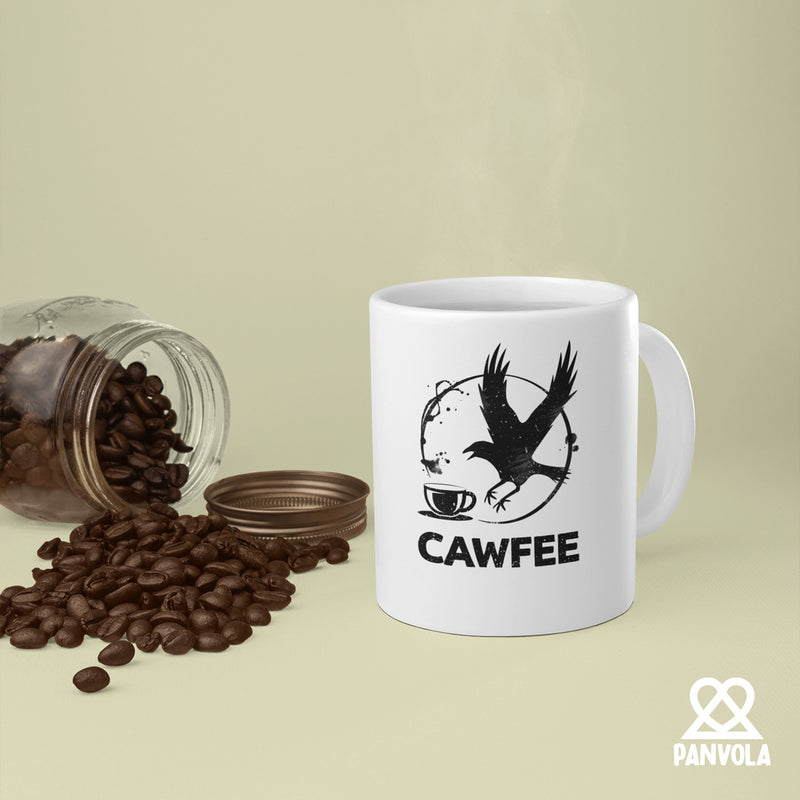 Cawfee Funny Crow Mug Ceramic Mug 11 oz White