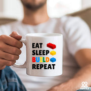 Eat Sleep Build Repeat Ceramic Mug 11 oz White - Panvola