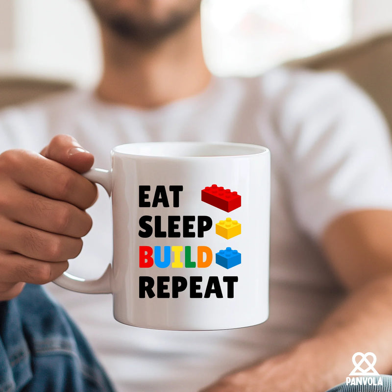 Eat Sleep Build Repeat Ceramic Mug 11 oz White - Panvola