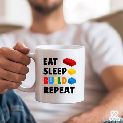 Eat Sleep Build Repeat Ceramic Mug 11 oz White