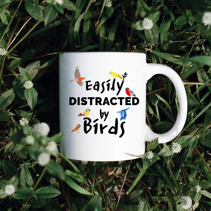 Easily Distracted By Birds Ceramic Mug 11 oz White