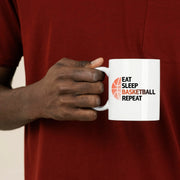 Eat Sleep Basketball Repeat Ceramic Mug 11 oz White - Panvola