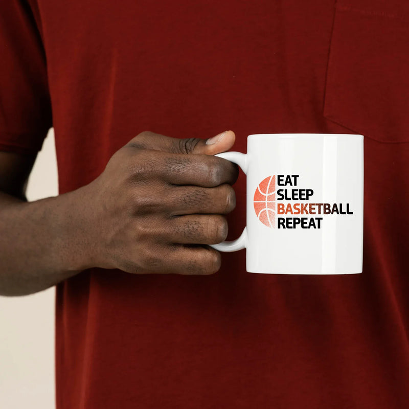 Eat Sleep Basketball Repeat Ceramic Mug 11 oz White - Panvola