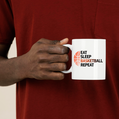 Eat Sleep Basketball Repeat Ceramic Mug 11 oz White