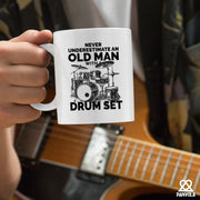 Never Underestimate An Old Man With A Drum Set Ceramic Mug 11 oz White - Panvola