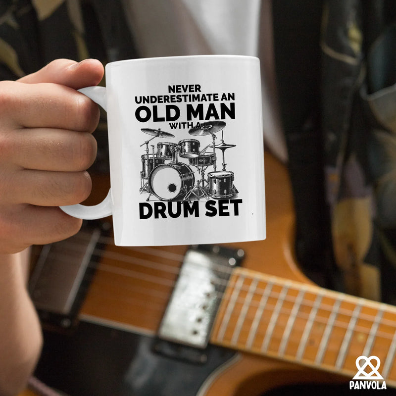 Never Underestimate An Old Man With A Drum Set Ceramic Mug 11 oz White - Panvola
