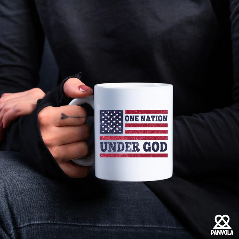 One Nation Under God Ceramic Mug 11 oz White - Panvola