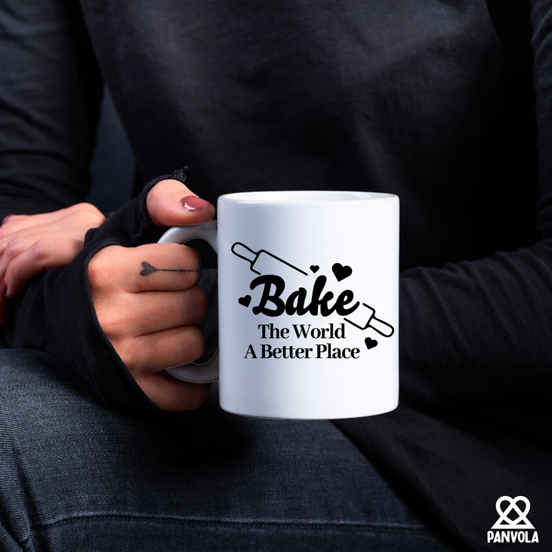 Bake The World A Better Place Ceramic Mug 11 oz White