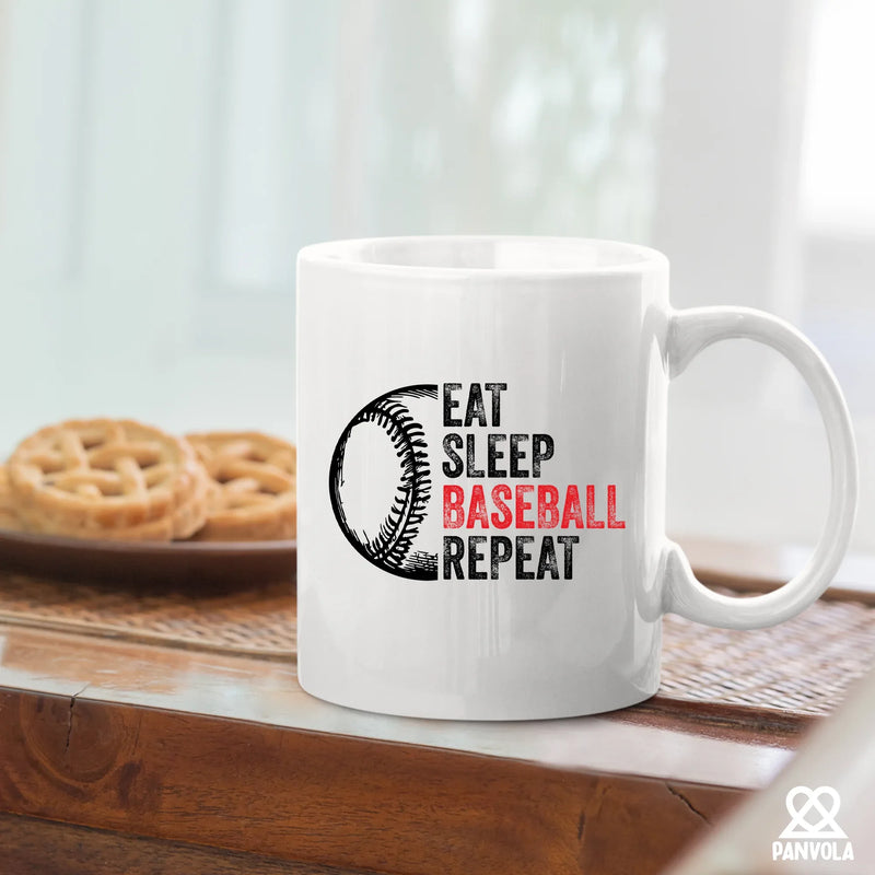 Eat Sleep Baseball Repeat Ceramic Mug 11 oz White - Panvola