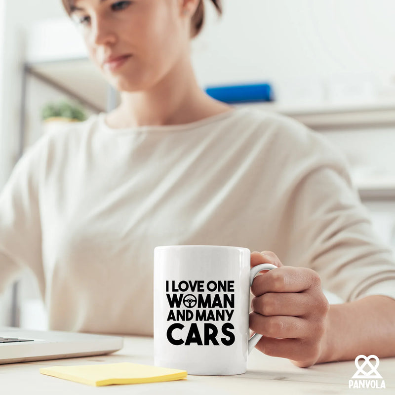 I Love One Woman And Many Cars Ceramic Mug 11 oz White - Panvola