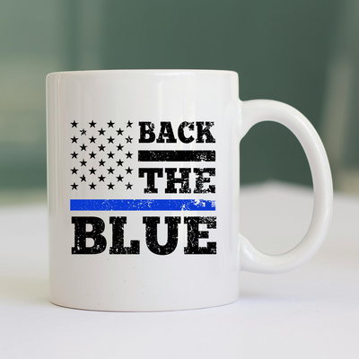 Back The Blue Ceramic Mug 11 oz White