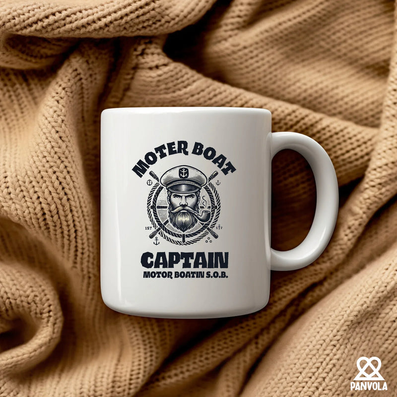 Motor Boat Captain Motor Boatin S.O.B. Ceramic Mug 11 oz White - Panvola