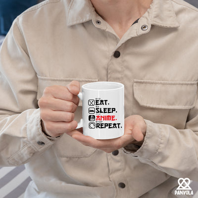 Eat Sleep Anime Repeat Ceramic Mug 11 oz White