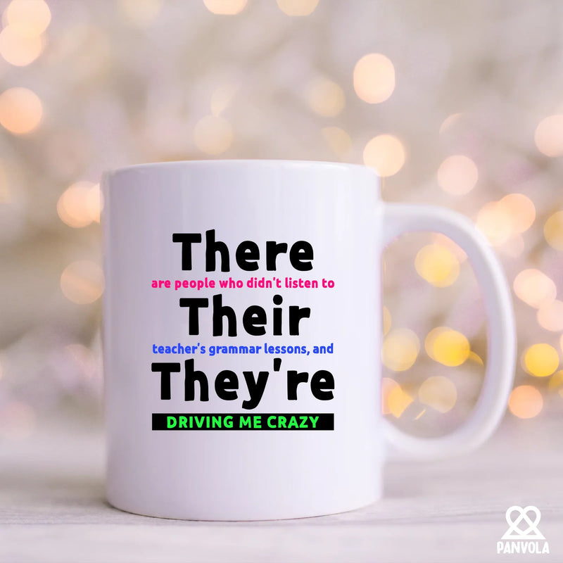 There Their They're  Grammar Ceramic Mug 11 oz White - Panvola