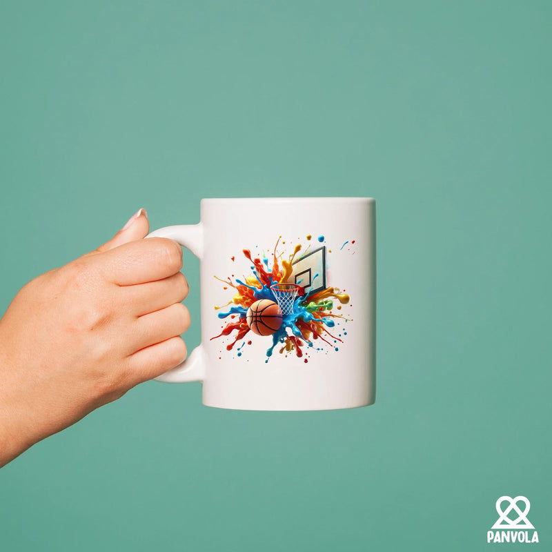 Basketball Tie Dye Color Splash Ceramic Mug 11 oz White - Panvola