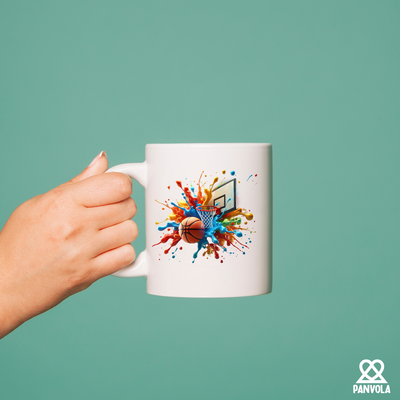 Basketball Tie Dye Color Splash Ceramic Mug 11 oz White