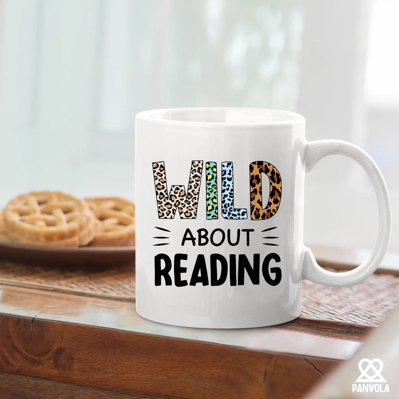 Wild About Reading Ceramic Mug 11 oz White - Panvola