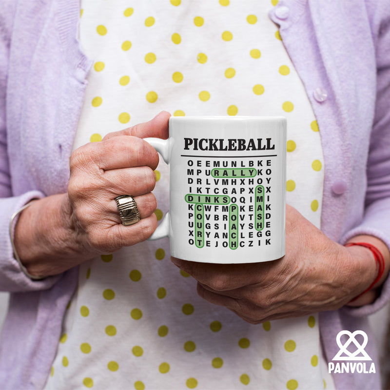 Crossword Pickleball Ceramic Mug 11 oz White