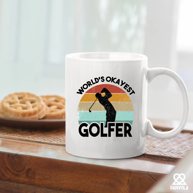 World's Okayest Golfer Golf Gifts Ceramic Mug 11 oz White - Panvola