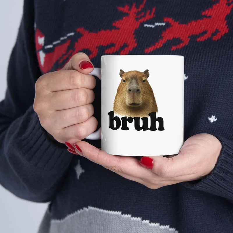Personalized Capybara Bruh  Customized Ceramic Mug 11 oz White - Panvola