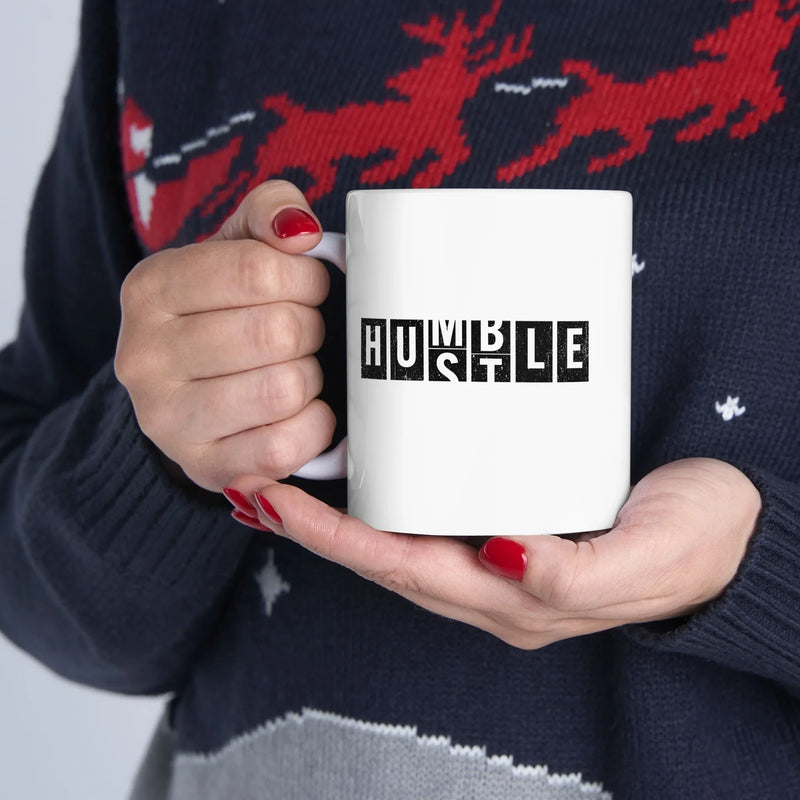 Personalized Hustle Humble Ceramic Mug 11 oz White - Panvola