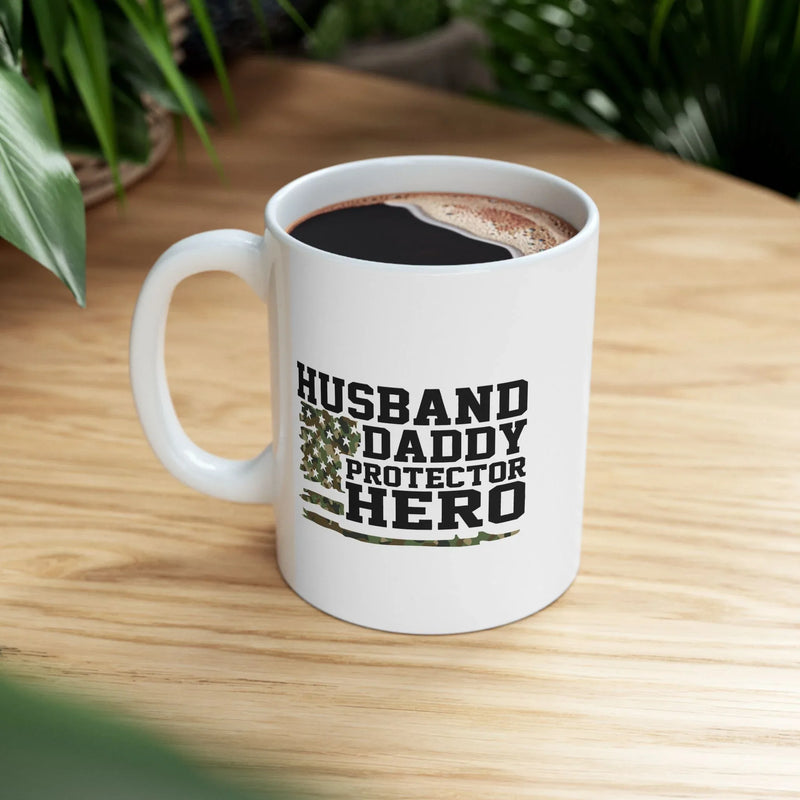 Personalized Husband. Daddy. Protector. Hero Ceramic Mug 11 oz White - Panvola