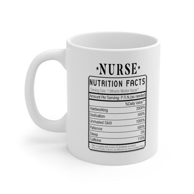 Personalized Nurse Nutrition Facts Label Customized Nurse Gifts Ceramic Mug 11oz White