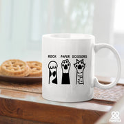 Rock Paper Scissors Ceramic Mug 11 oz White - Panvola