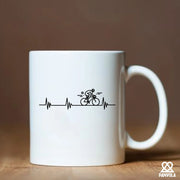 Cycling Heartbeat Ceramic Mug 11 oz White - Panvola