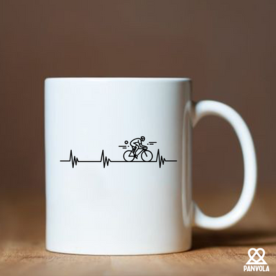 Cycling Heartbeat Ceramic Mug 11 oz White