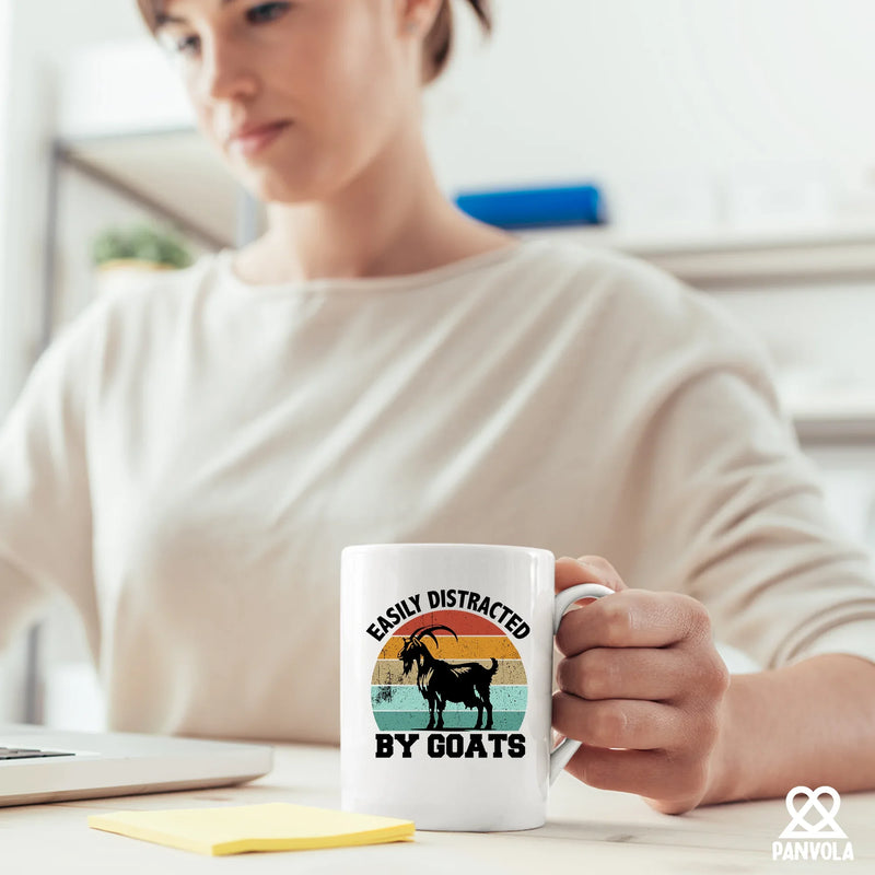 Easily Distracted By Goats Ceramic Mug 11 oz White - Panvola
