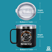 I Don't Snore I Dream I'm A Motorcycle Insulated Coffee Cup With Handle 14oz Black - Panvola