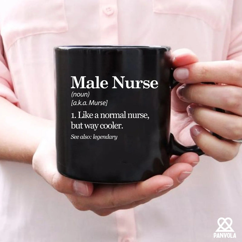 Male Nurse Definition Ceramic Mug 11 oz Black - Panvola