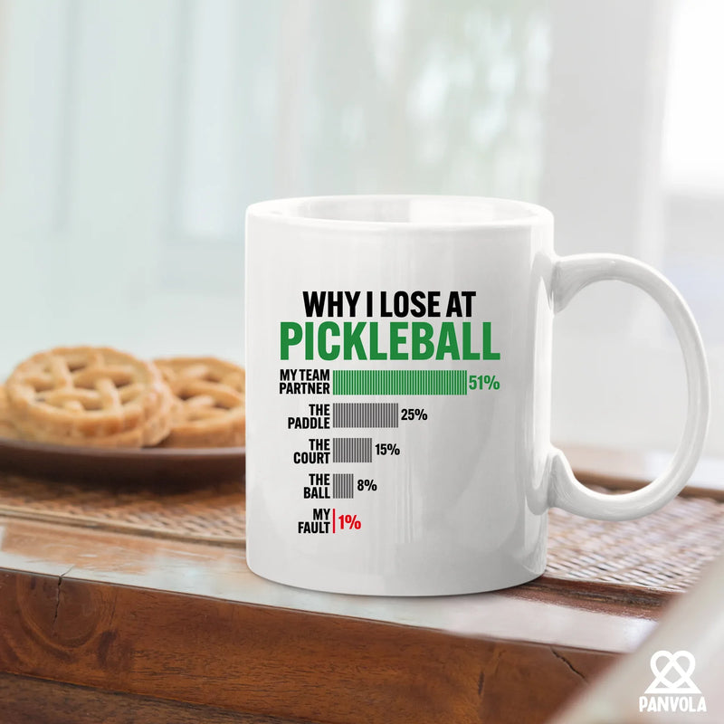 Why I Lose at Pickleball Ceramic Mug 11 oz White - Panvola