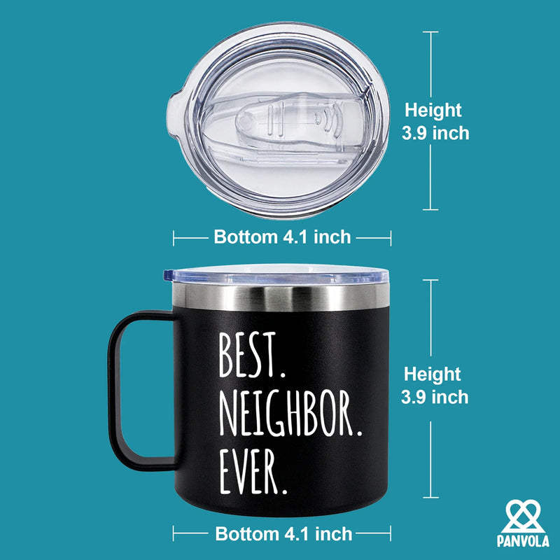 Best Neighbor Ever Insulated Coffee Mug 14oz With Handle And Lid - Panvola