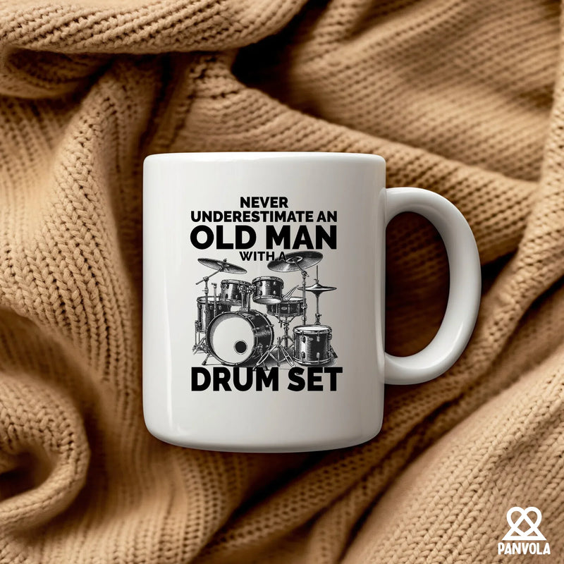 Never Underestimate An Old Man With A Drum Set Ceramic Mug 11 oz White - Panvola