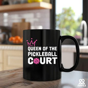 Queen of the Pickleball Court Ceramic Mug 11 oz Black - Panvola