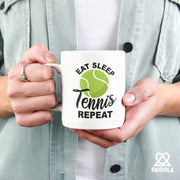 Eat Sleep Tennis Repeat Ceramic Mug 11 oz White - Panvola