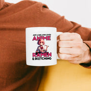 Just A Girl Who Loves Anime Ramen And Sketching Ceramic Mug 11 oz Whte - Panvola
