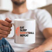 Eat Sleep Basketball Repeat Ceramic Mug 11 oz White - Panvola