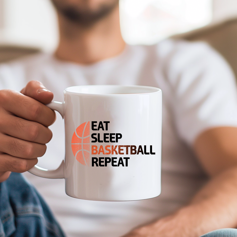 Eat Sleep Basketball Repeat Ceramic Mug 11 oz White