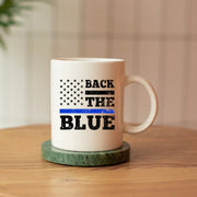 Back The Blue Ceramic Mug 11 oz White - Panvola