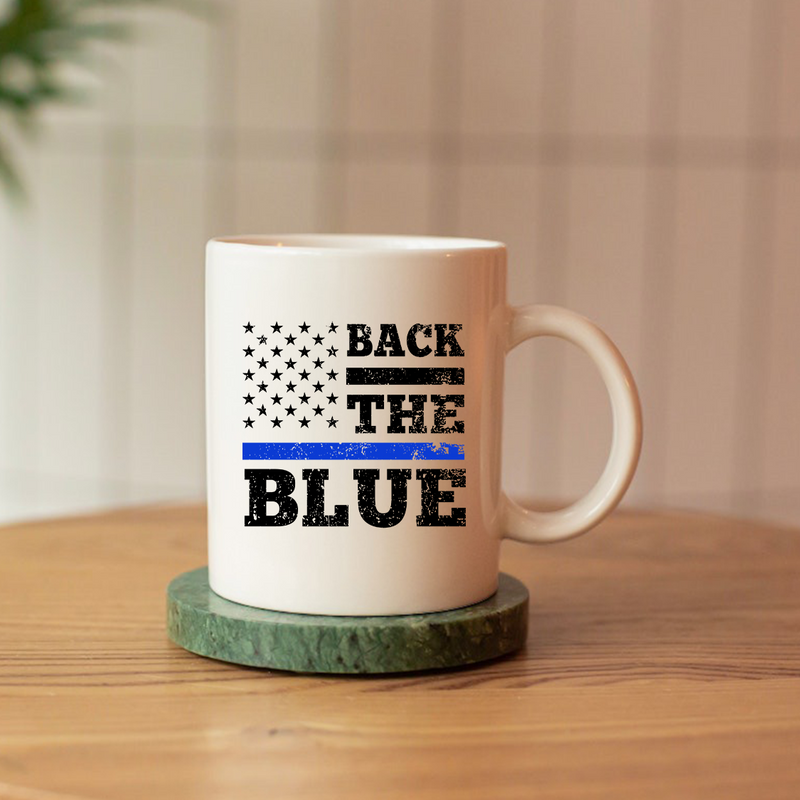 Back The Blue Ceramic Mug 11 oz White